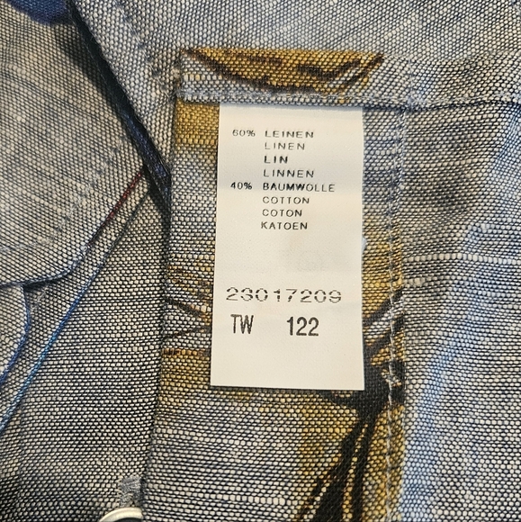 Mens Haupt Germany XL Woven Linen Cotton Button Down Shirt Floral Modern Fit NWT - Picture 10 of 14